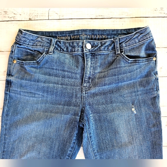 Simply Vera by Vera Wang Skinny Denim Jeans Distressed Stretchy Size 10 Regular - Picture 5 of 9